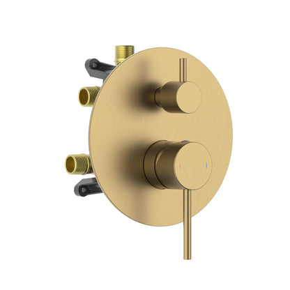 Aquavit CIRCULAR brushed brass round three-outlet pressure-balance shower valve and trim kit VT0982301