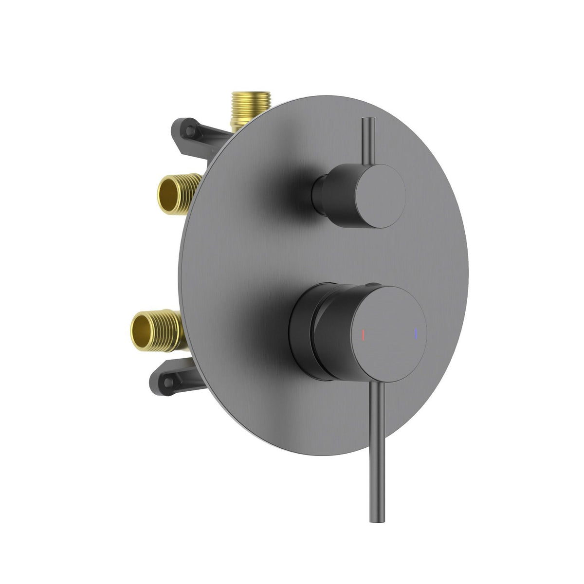 Aquavit CIRCULAR brushed gunmetal round three-outlet pressure-balance shower valve and trim kit VT0982301