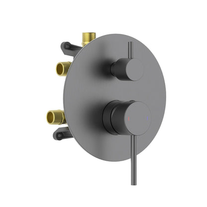 Aquavit CIRCULAR brushed gunmetal round three-outlet pressure-balance shower valve and trim kit VT0982301