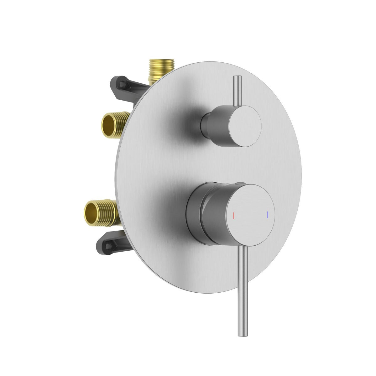 Aquavit CIRCULAR brushed nickel round three-outlet pressure-balance shower valve and trim kit VT0982301