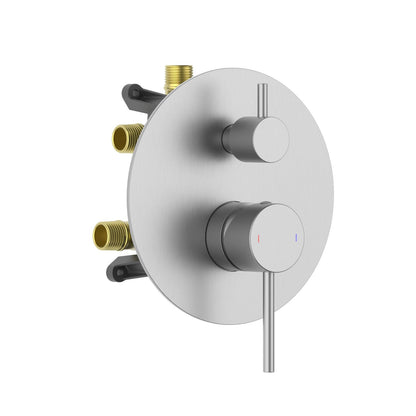 Aquavit CIRCULAR brushed nickel round three-outlet pressure-balance shower valve and trim kit VT0982301