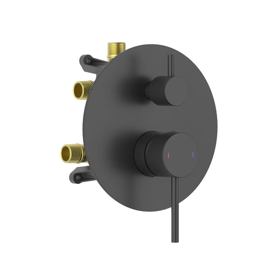 Aquavit CIRCULAR matte black round three-outlet pressure-balance shower valve and trim kit VT0982301