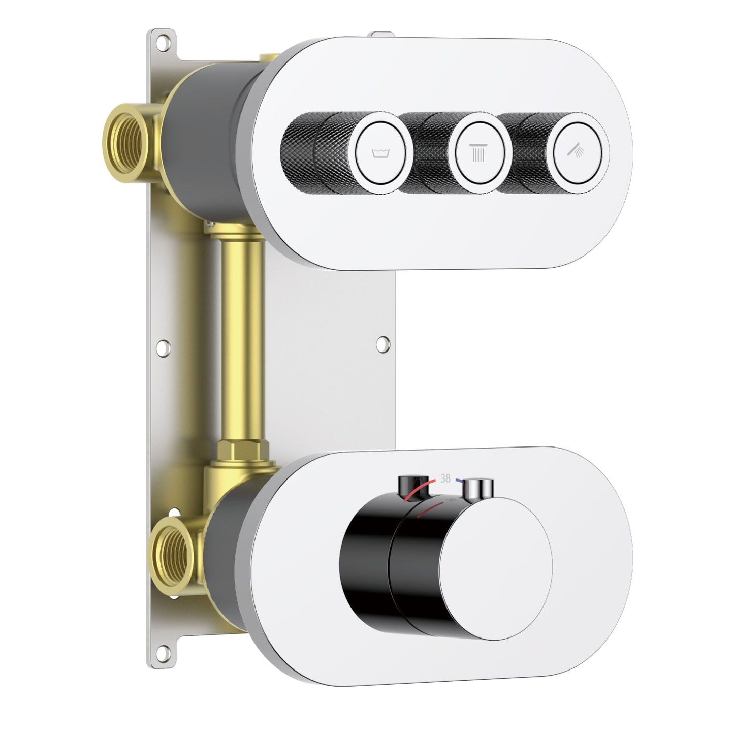 Aquavit A Series Thermostatic Shower Faucet with Push-Button Controls 3 Function VT10A4301
