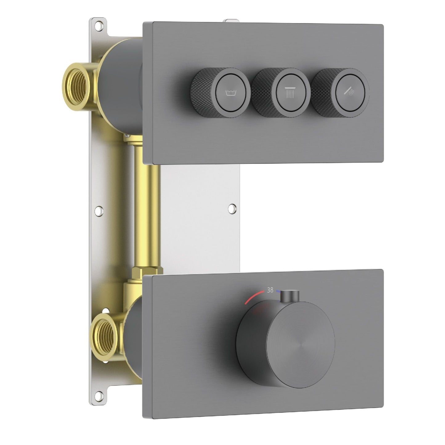 Aquavit A Series Concealed Thermostatic Shower Faucet with Push-Button Controls 3 Function VT12A4301