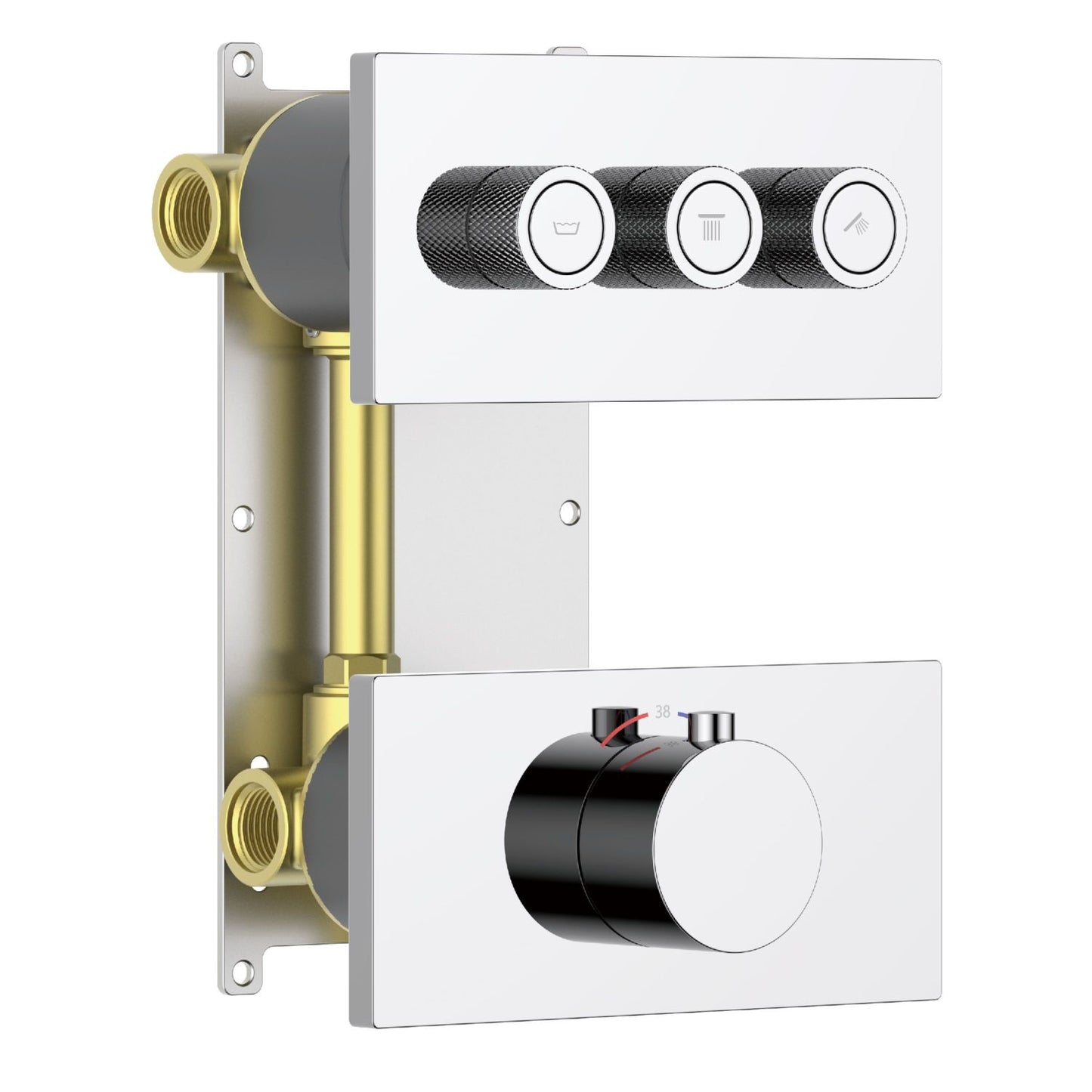 Aquavit A Series Concealed Thermostatic Shower Faucet with Push-Button Controls 3 Function VT12A4301