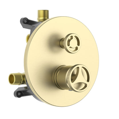 Aquavit WHEEL brushed gold two-outlet pressure-balance shower valve and trim kit VT1482201