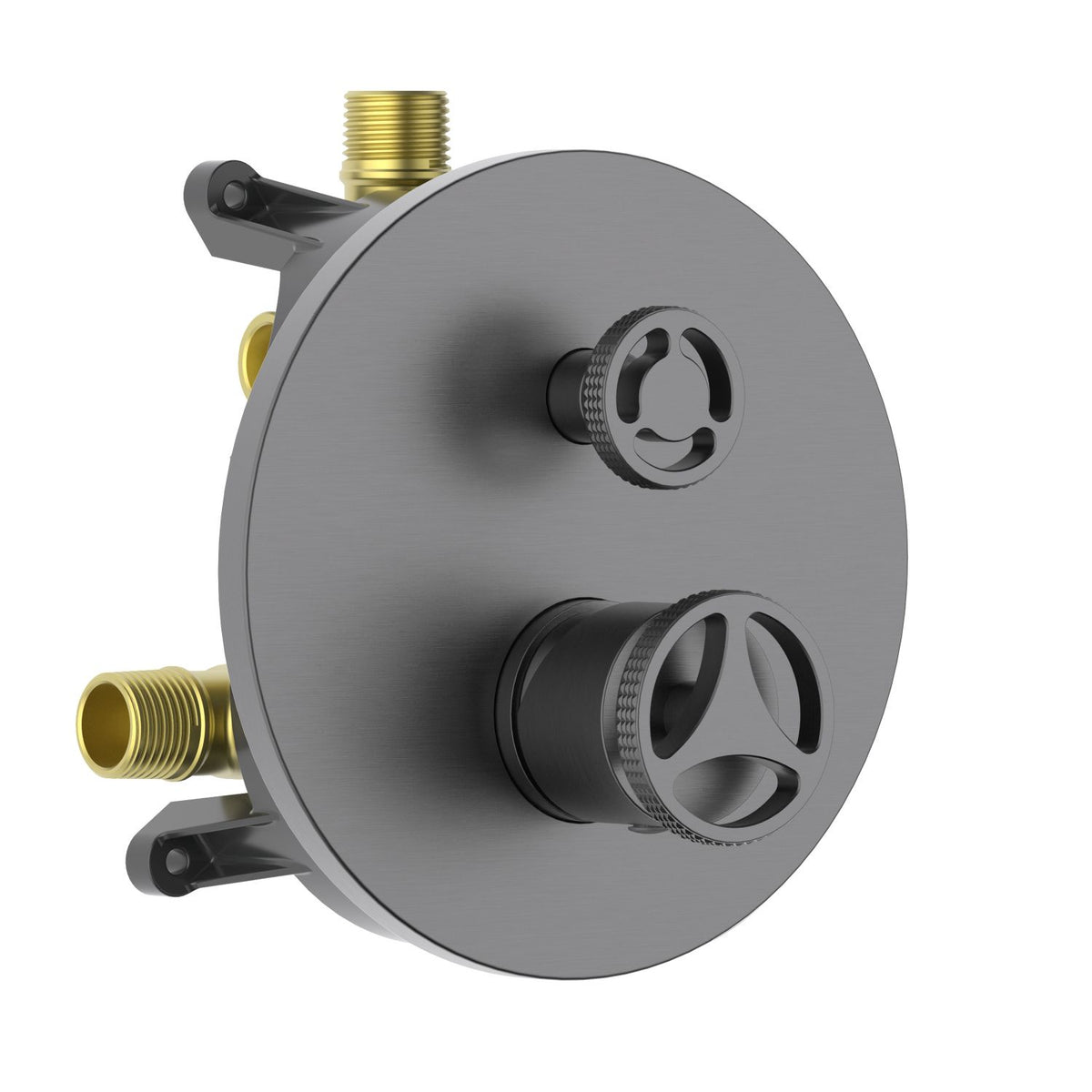 Aquavit WHEEL brushed gunmetal two-outlet pressure-balance shower valve and trim kit VT1482201
