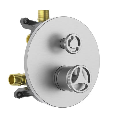 Aquavit WHEEL brushed nickel two-outlet pressure-balance shower valve and trim kit VT1482201