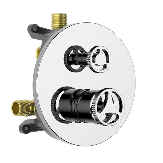 Aquavit WHEEL chrome two-outlet pressure-balance shower valve and trim kit VT1482201