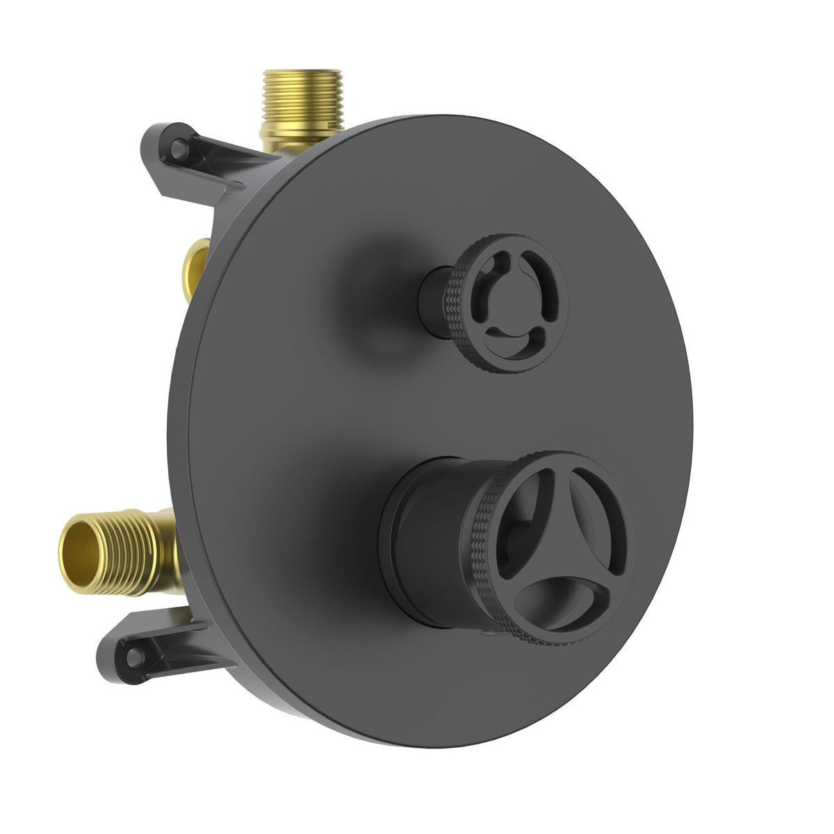 Aquavit WHEEL matte black two-outlet pressure-balance shower valve and trim kit VT1482201