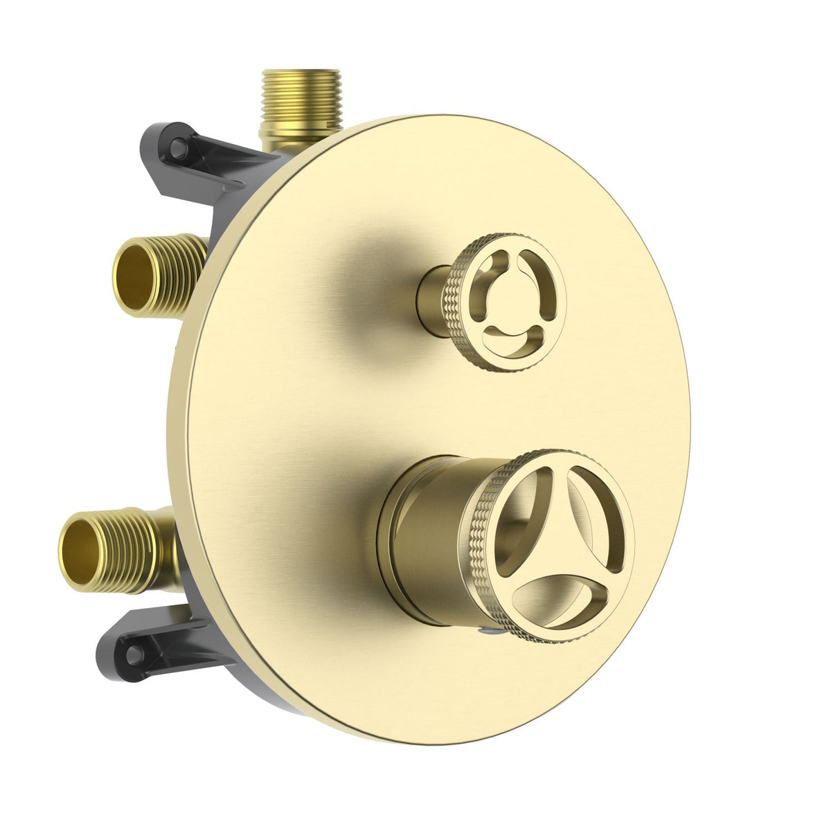 Aquavit WHEEL brushed gold three-outlet pressure-balance shower valve and trim kit VT1482301
