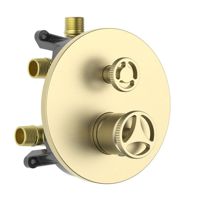 Aquavit WHEEL brushed gold three-outlet pressure-balance shower valve and trim kit VT1482301