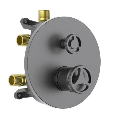 Aquavit WHEEL brushed gunmetal three-outlet pressure-balance shower valve and trim kit VT1482301
