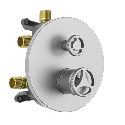 Aquavit WHEEL brushed nickel three-outlet pressure-balance shower valve and trim kit VT1482301
