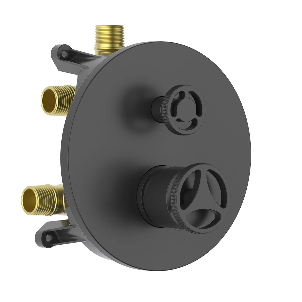 Aquavit WHEEL matte black three-outlet pressure-balance shower valve and trim kit VT1482301