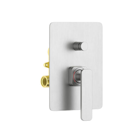 Aquavit Apple brushed nickel two-outlet concealed shower mixer with push-in diverter VT2112201