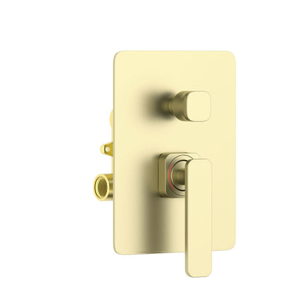 Aquavit Apple brushed gold two-outlet concealed shower mixer with ceramic diverter VT2112202