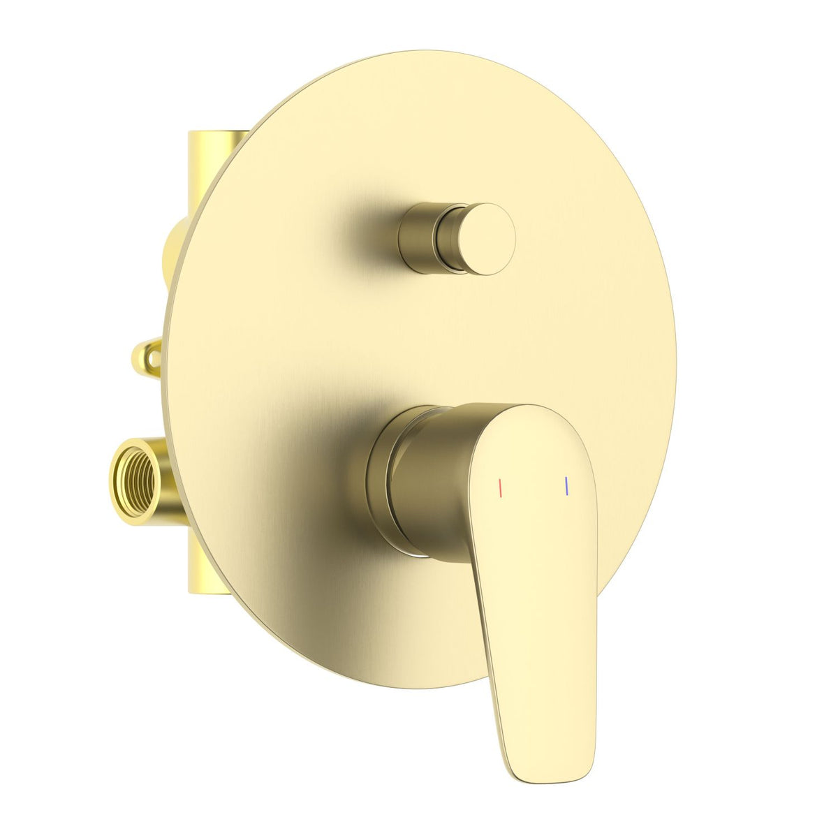Aquavit Harmony brushed gold two-outlet concealed shower mixer with push-in diverter VT2212201