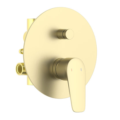 Aquavit Harmony brushed gold two-outlet concealed shower mixer with push-in diverter VT2212201