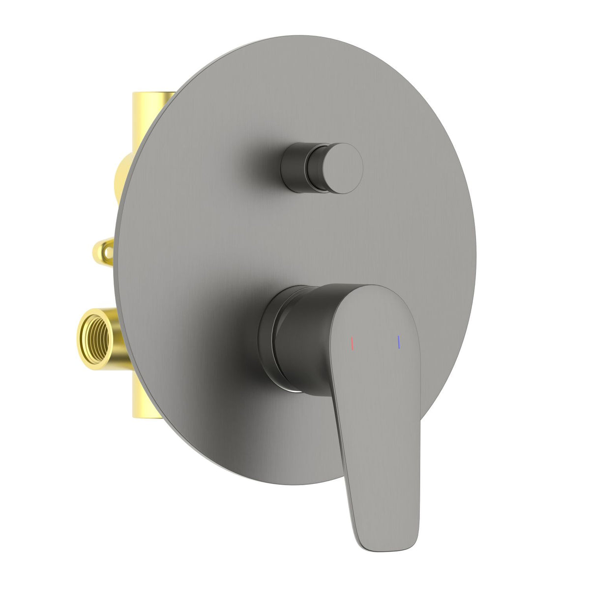 Aquavit Harmony brushed gunmetal two-outlet concealed shower mixer with push-in diverter VT2212201