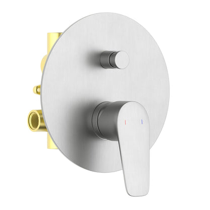 Aquavit Harmony brushed nickel two-outlet concealed shower mixer with push-in diverter VT2212201