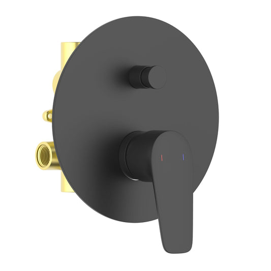 Aquavit Harmony matte black two-outlet concealed shower mixer with push-in diverter VT2212201
