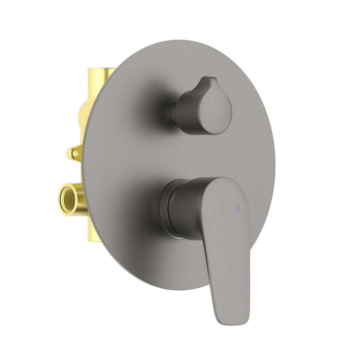 Aquavit Harmony brushed gunmetal two-outlet concealed shower mixer with ceramic diverter VT2212202