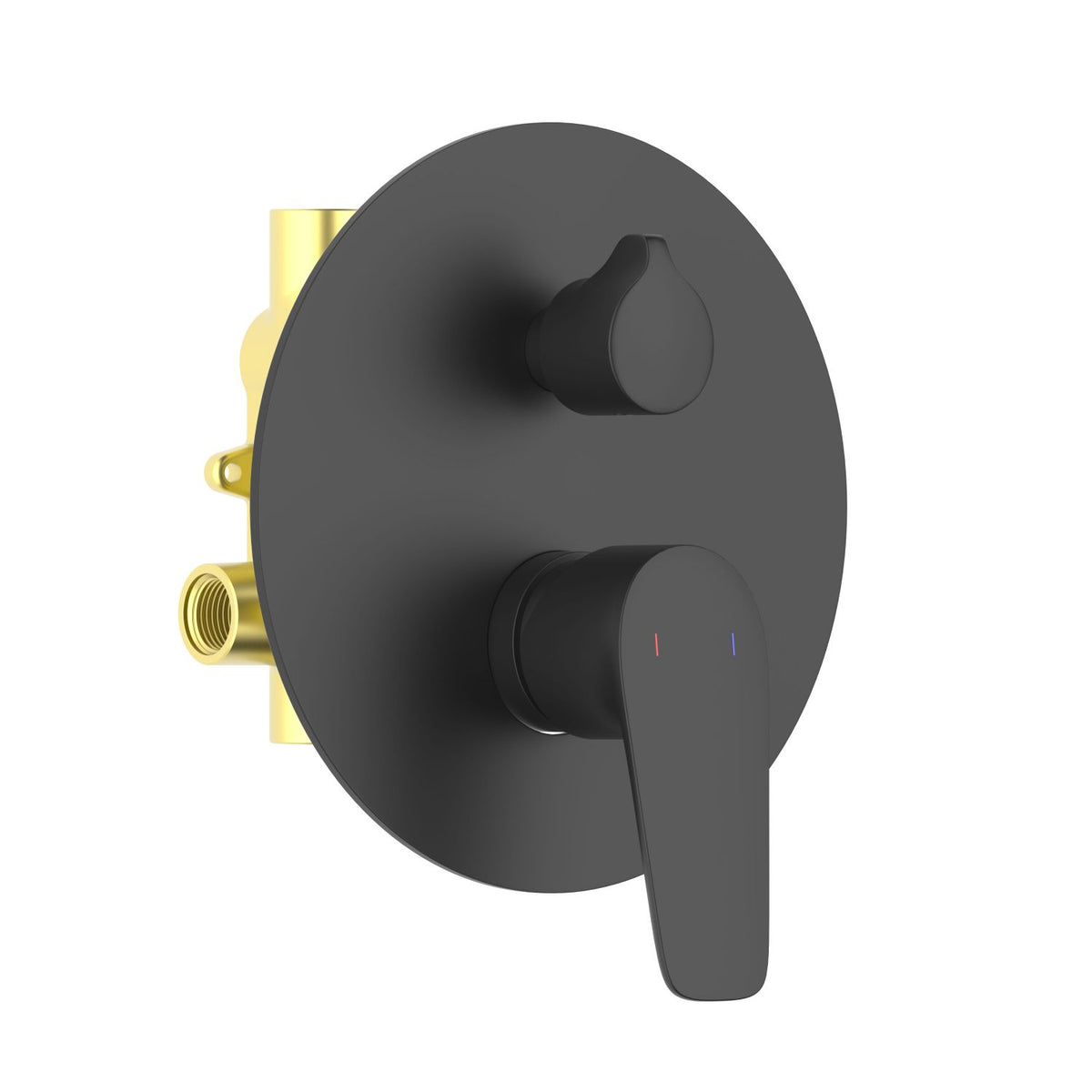 Aquavit Harmony matte black two-outlet concealed shower mixer with ceramic diverter VT2212202