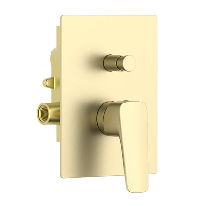 Aquavit Matera brushed gold two-outlet concealed shower mixer with push-in diverter VT2312201