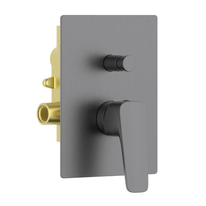 Aquavit Matera brushed gunmetal two-outlet concealed shower mixer with push-in diverter VT2312201