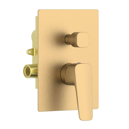  Aquavit Matera brushed brass two-outlet concealed shower mixer with ceramic diverter VT2312202