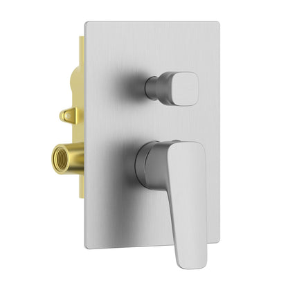 Aquavit Matera brushed nickel two-outlet concealed shower mixer with ceramic diverter VT2312202