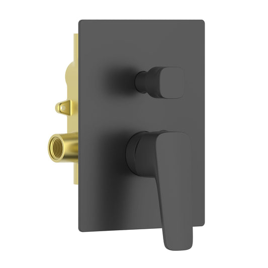 Aquavit Matera matte black two-outlet concealed shower mixer with ceramic diverter VT2312202
