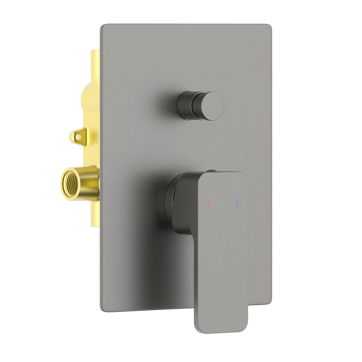Aquavit Infinity brushed gunmetal two-outlet concealed shower mixer with push-in diverter VT2412201