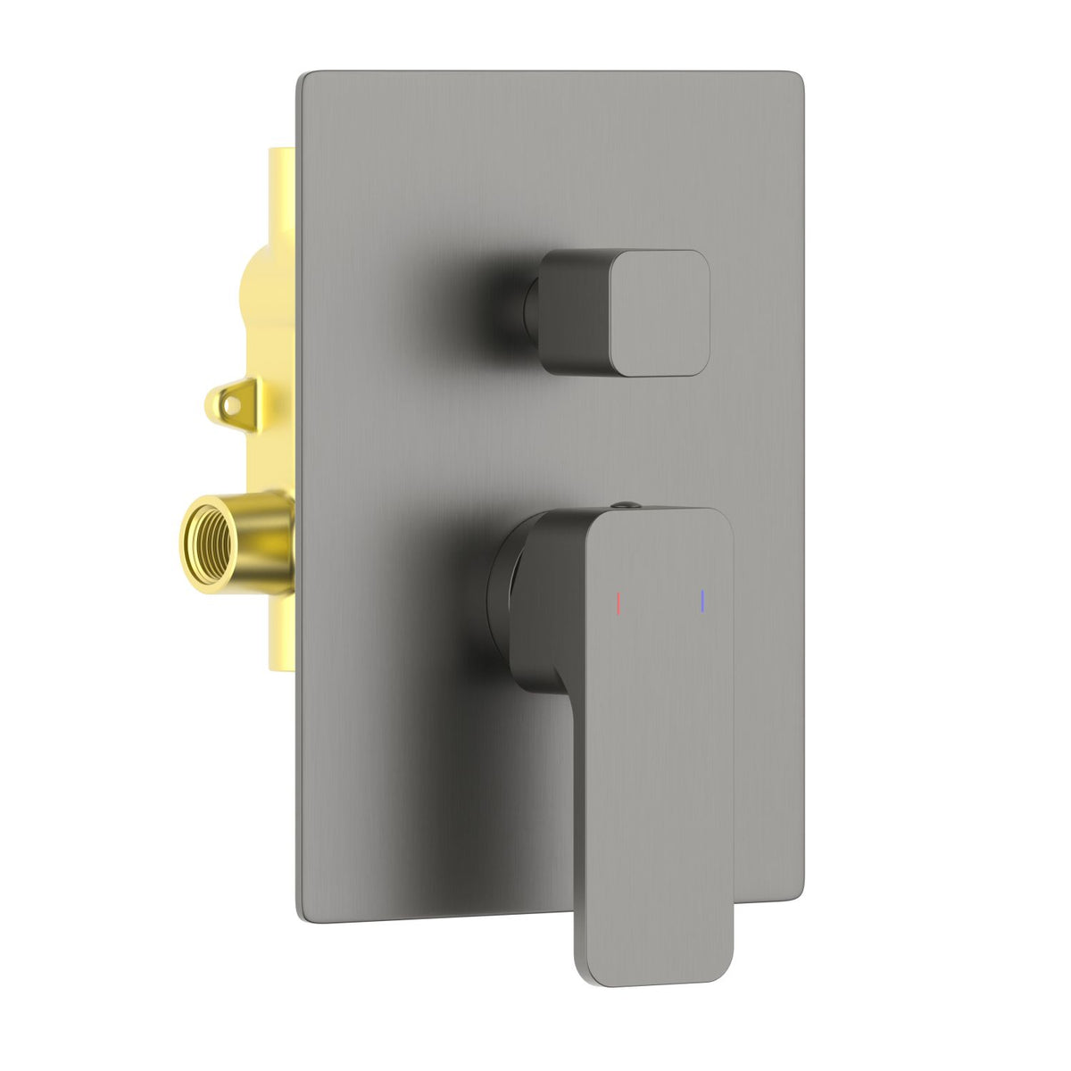 Aquavit Infinity brushed gunmetal two-outlet concealed shower mixer with ceramic diverter VT2412202