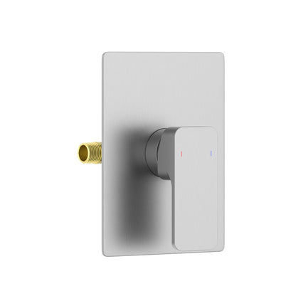 Aquavit Infinity brushed nickel soft-square one-outlet pressure-balance shower valve and trim kit VT2441101