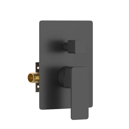 Aquavit INFINITY matte black soft-square two-way pressure-balance shower mixer with ceramic cartridge diverter VT2442201