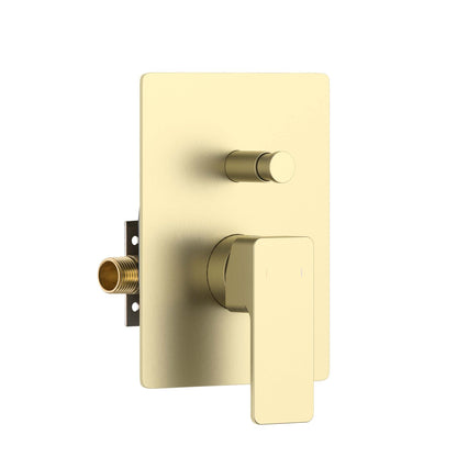 Aquavit INFINITY brushed gold soft-square two-way pressure-balance shower mixer with auto-reset push-button diverter VT2442202