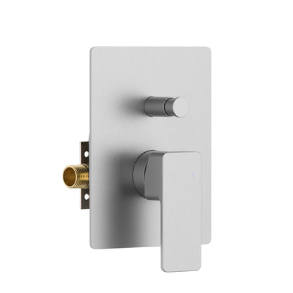 Aquavit INFINITY brushed nickel soft-square two-way pressure-balance shower mixer with auto-reset push-button diverter VT2442202