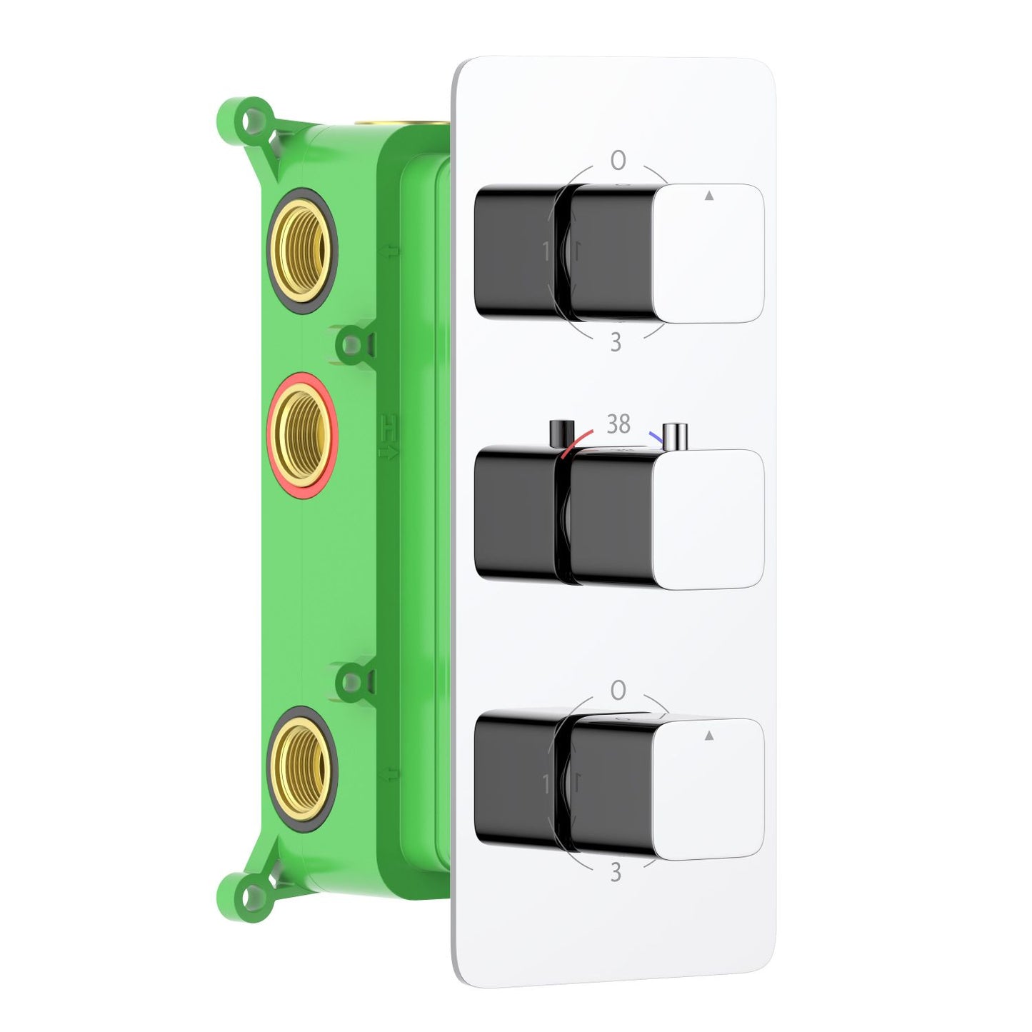 5-Function Concealed Thermostatic Shower Valve System with Simultaneous Outlet Control VT2453501
