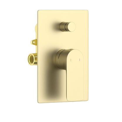 Aquavit Vision brushed gold two-outlet concealed shower mixer with push-in diverter VT2512201
