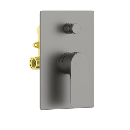 Aquavit Vision brushed gunmetal two-outlet concealed shower mixer with push-in diverter VT2512201