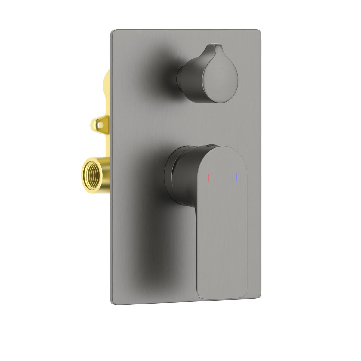 Aquavit Vision brushed gunmetal two-outlet concealed shower mixer with ceramic diverter VT2512202