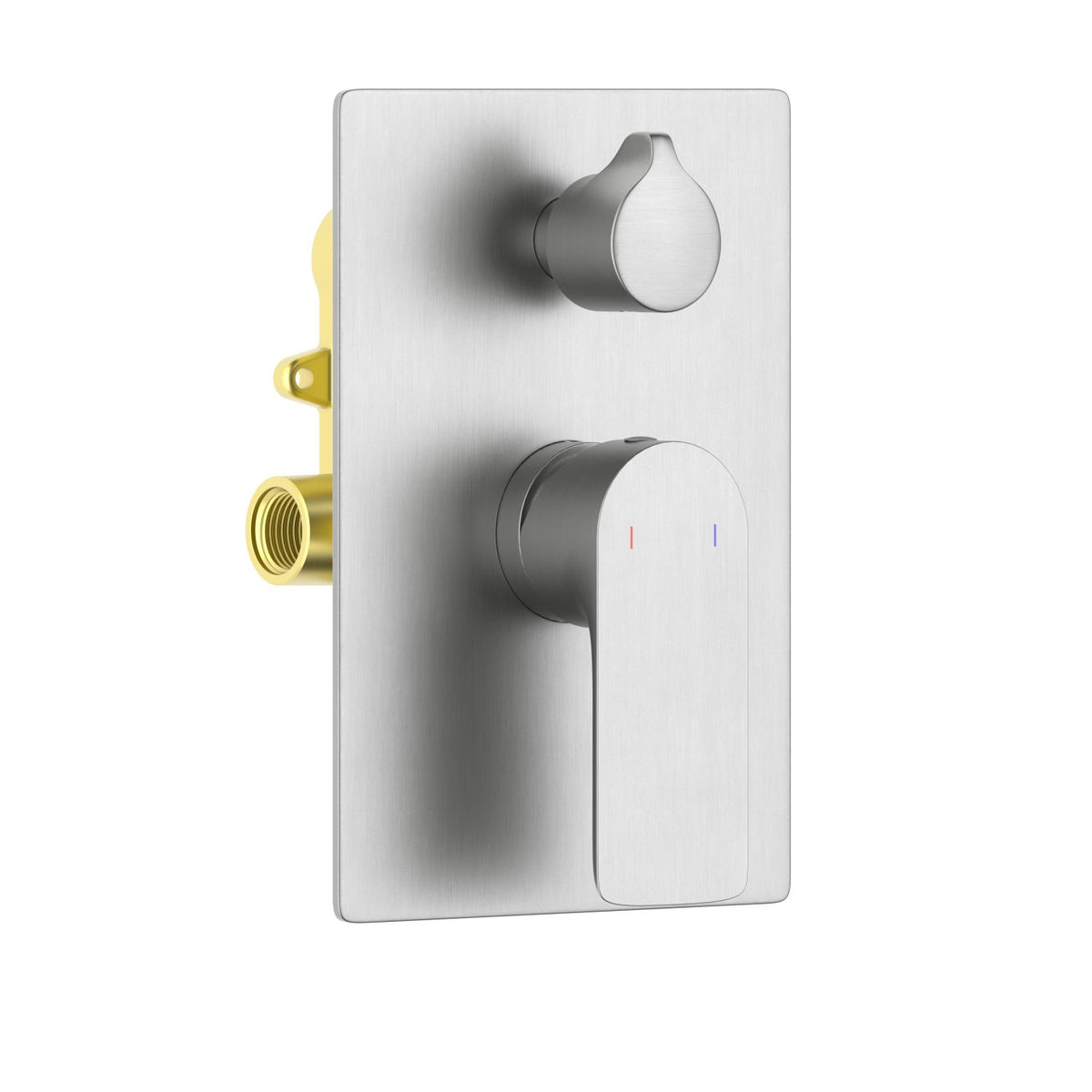 Aquavit Vision brushed nickel two-outlet concealed shower mixer with ceramic diverter VT2512202