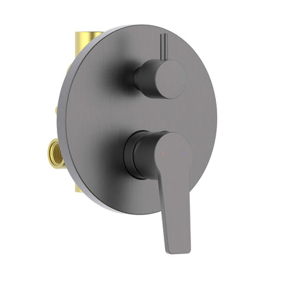  Aquavit Sense brushed gunmetal round two-outlet concealed shower mixer with ceramic diverter VT4212201