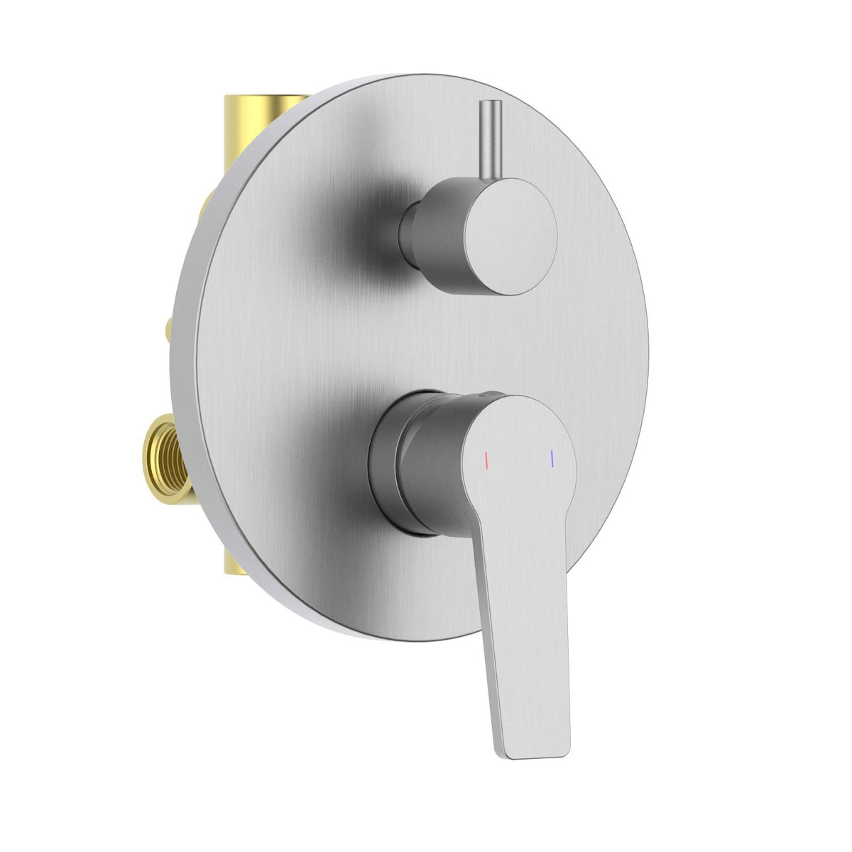 Aquavit Sense brushed nickel round two-outlet concealed shower mixer with ceramic diverter VT4212201