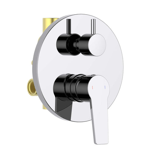 Aquavit Sense chrome round two-outlet concealed shower mixer with ceramic diverter VT4212201
